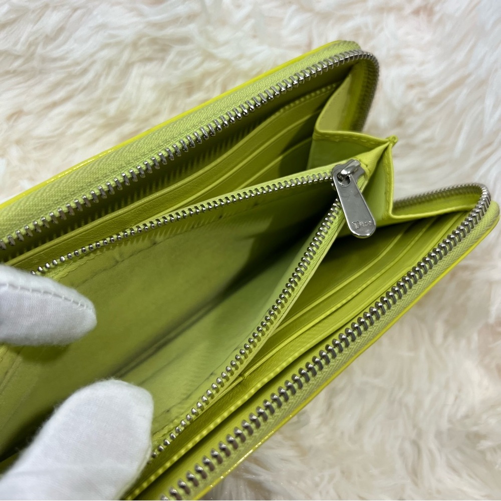 Dior - Yellow Cannage Patent Leather Zip Around Long Wallet - Picture 5 of 11